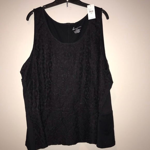 Lane Bryant Lace Front Zip Back Peplum Tank 3X - Picture 2 of 5